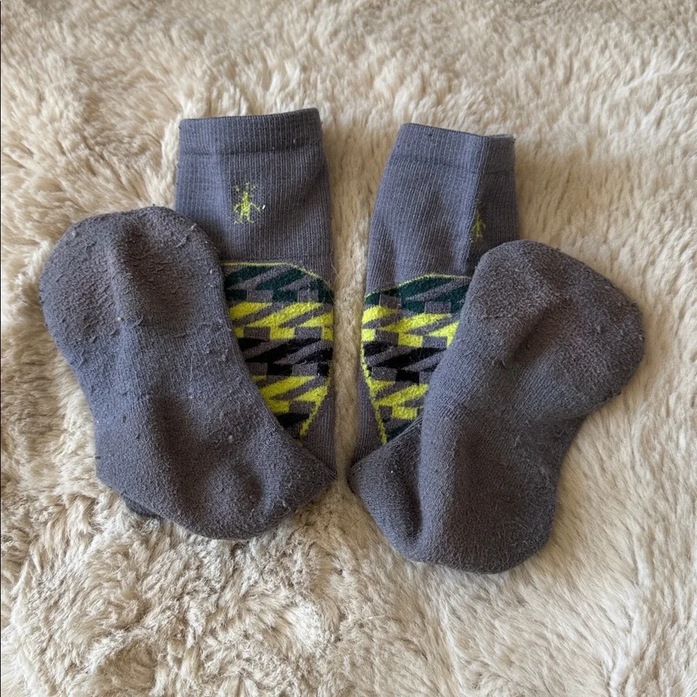 Smartwool Socks Kids Medium Grey Yellow Wool Skiing
